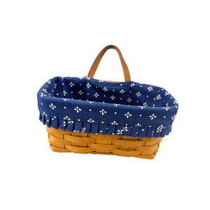 2000 Longaberger Medium Key Basket w/Maroon Liner USA 9"L x 5"W x 5"H Vintage